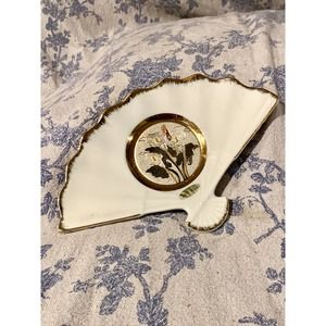Japanese Chokin Porcelain and 24k Gold Gilded Fan